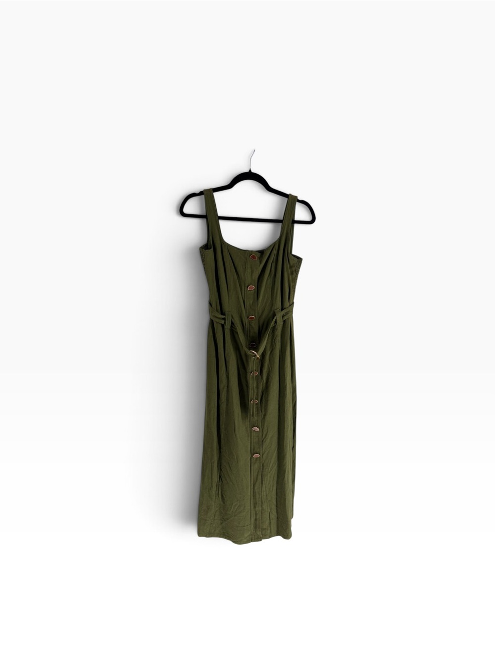 NEW Taylor Olive Green Sleeveless Midi Dress with Belt size 12P - Picture 2 of 5